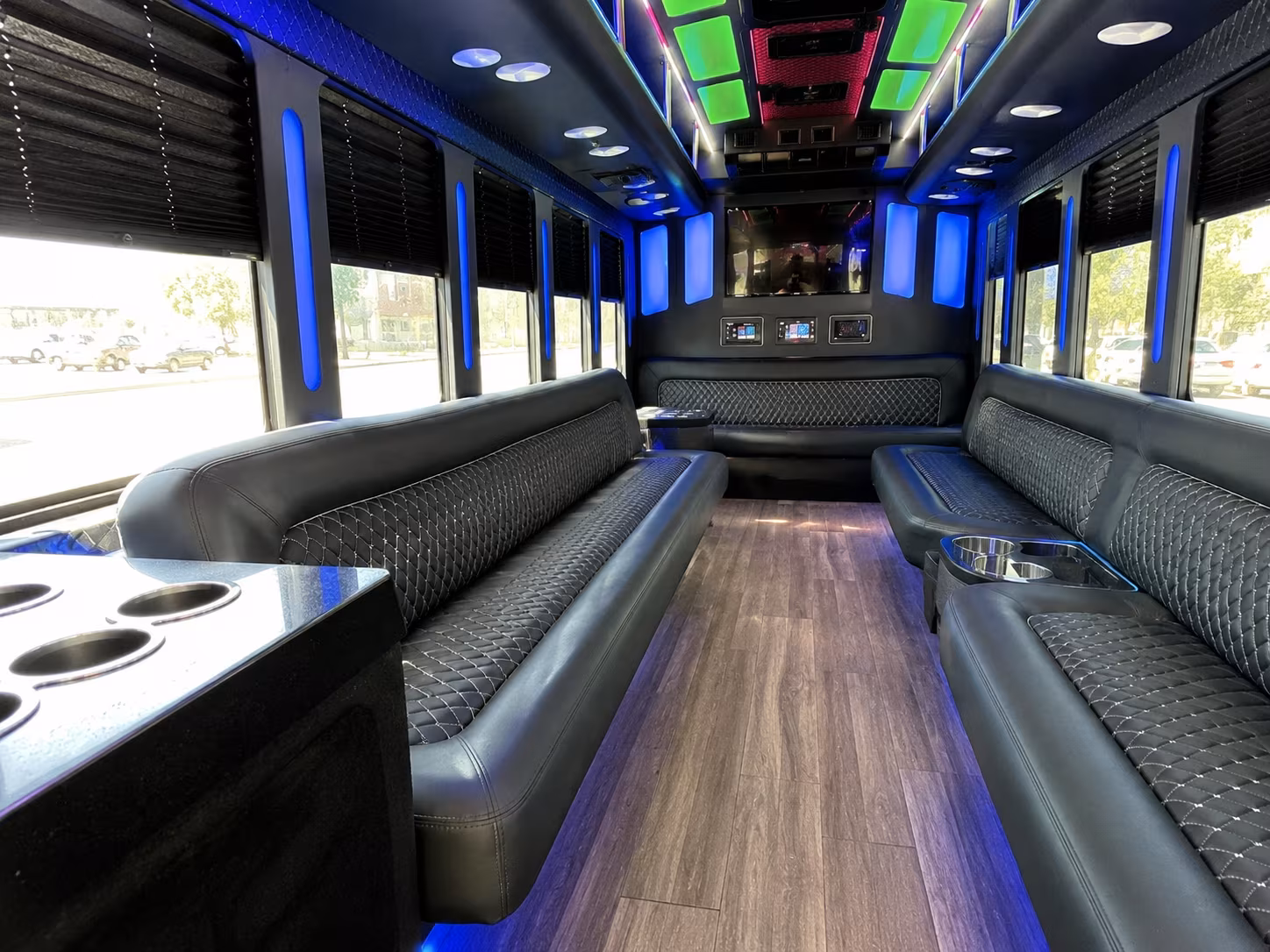 chandler 15 passenger party bus inside