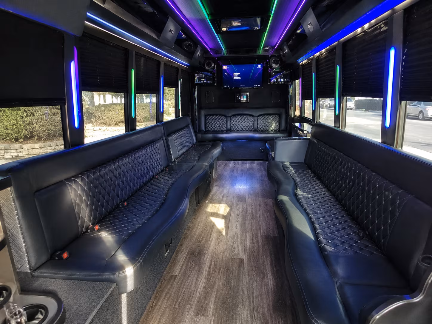 chandler 15 passenger party bus interior