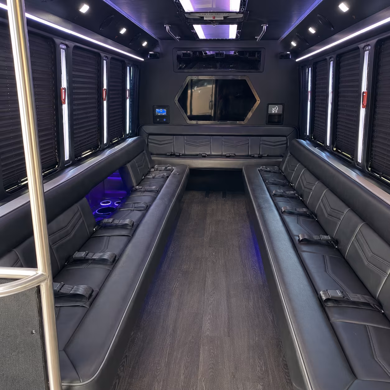 chandler 18 passenger party bus interior