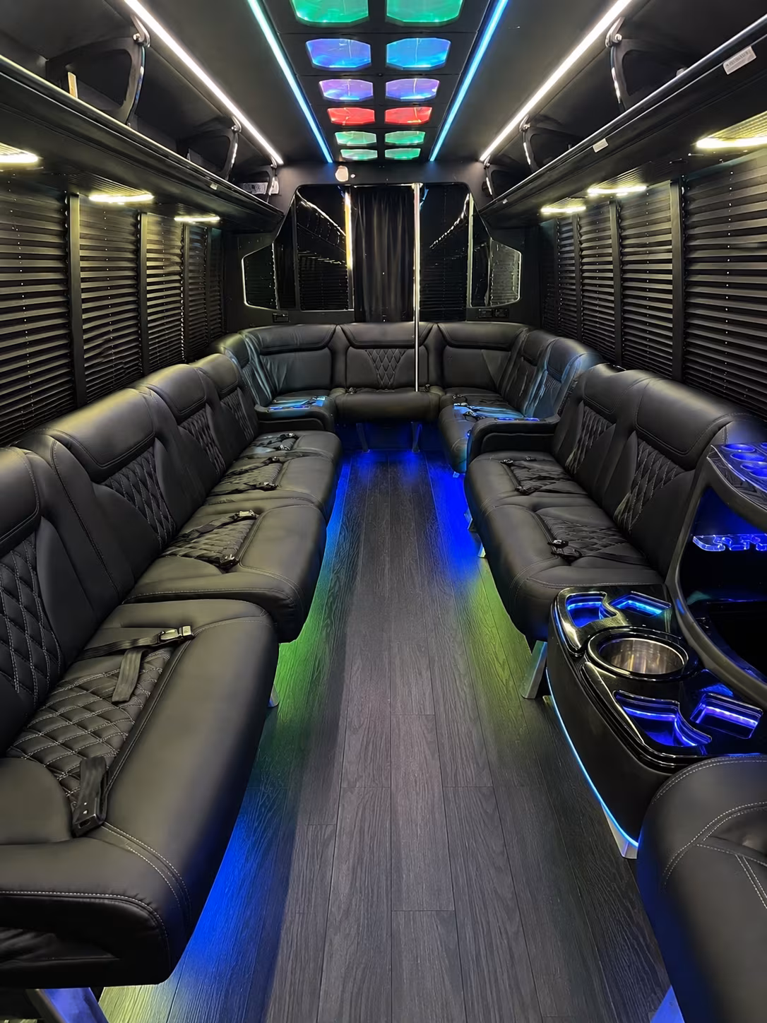 chandler 20 passenger party bus interior