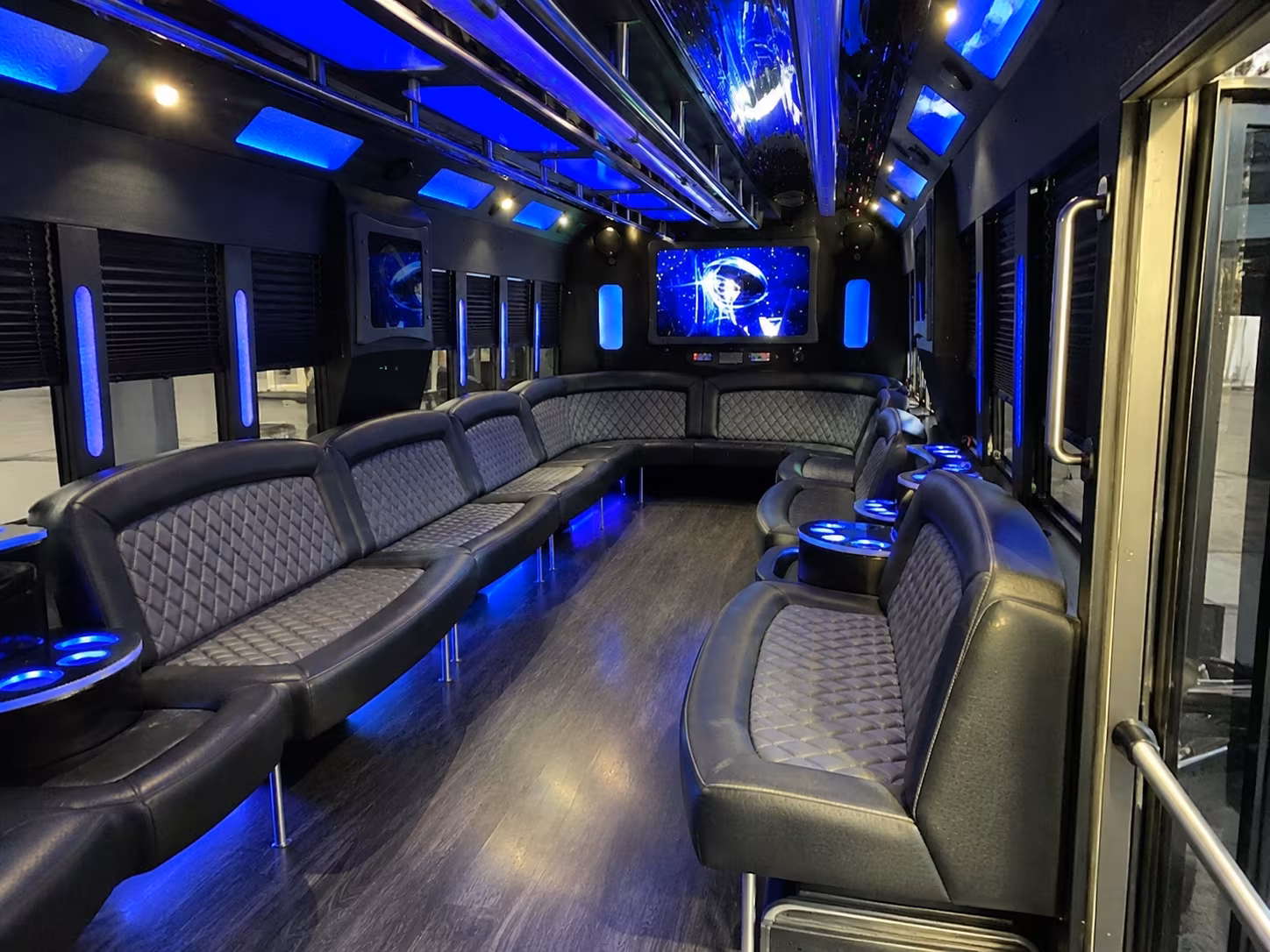 chandler 28 passenger party bus interior