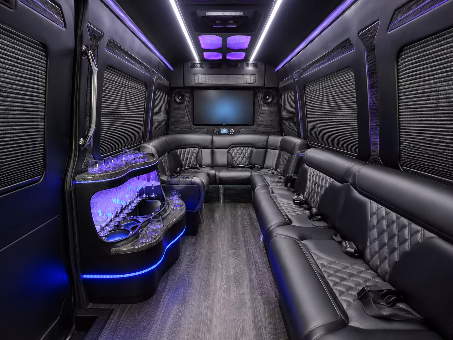 chandler 50 passenger party bus inside